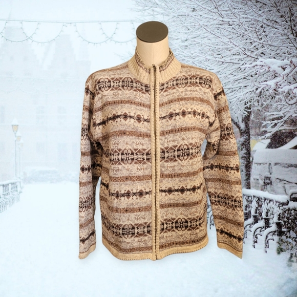 Vintage 90s Cardigan Zip-front Sweater - Picture 1 of 4